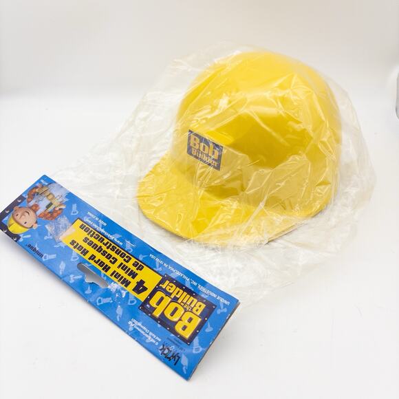 Vintage Bob The Builder Pack Of 4 Kids Hard Hats Party Favor Gift Dress Up - Picture 1 of 7